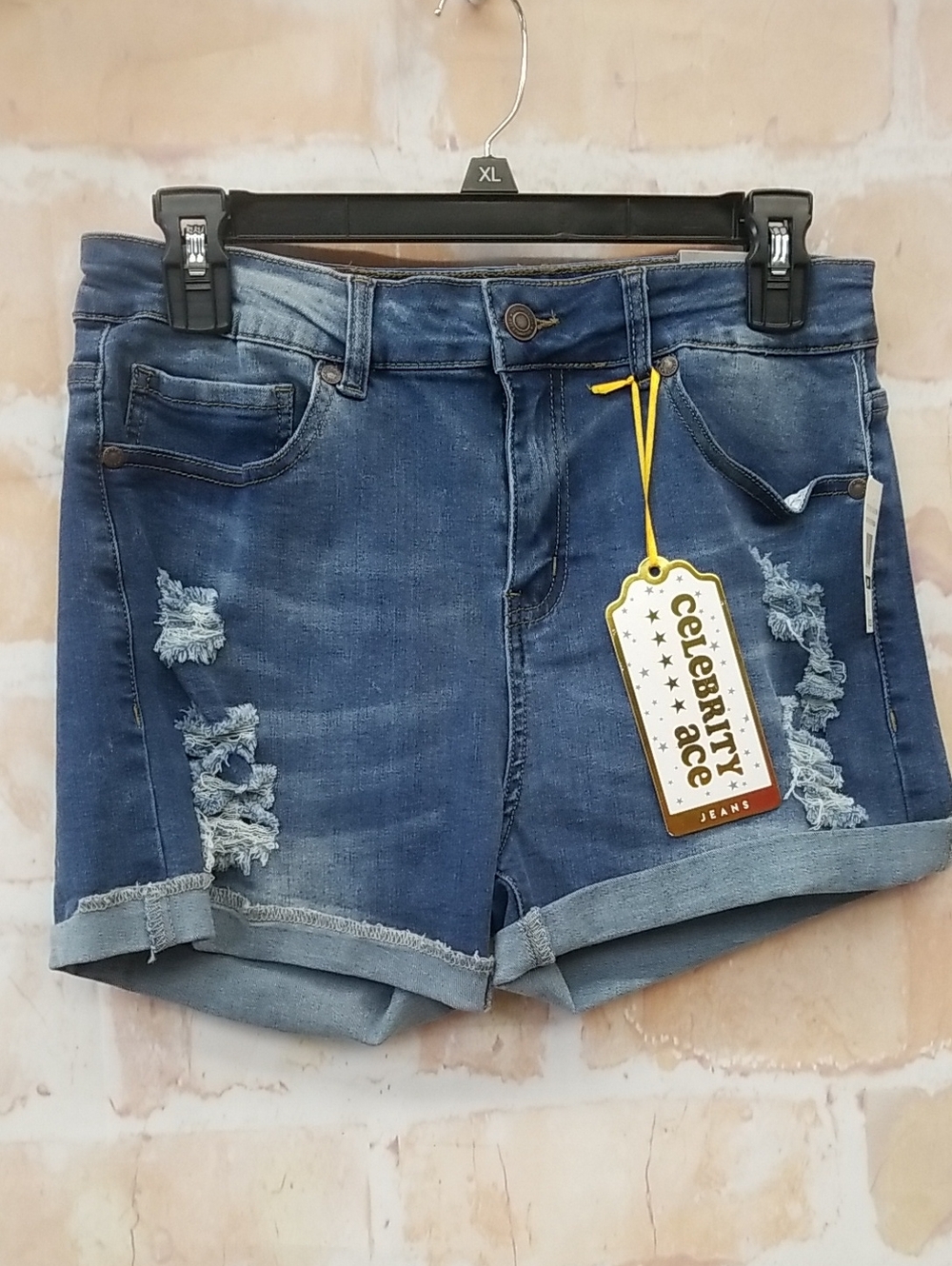 Celebrity Ace Women's Distressed Denim Shorts - Blue